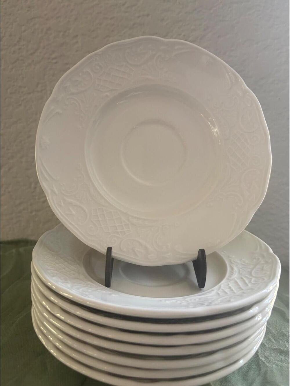 Set of 8 Johnson Brothers White Richmond Saucers-Only